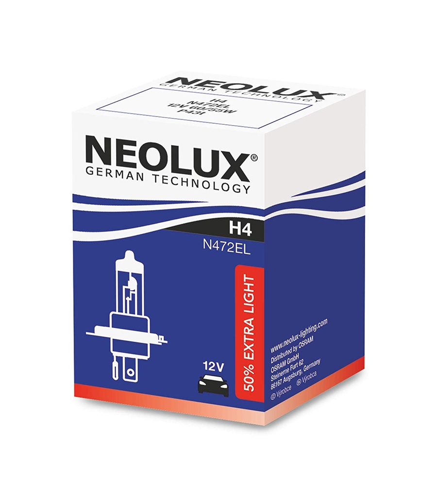 [LU] Bombillo H4 12V 60/55W P43 Extra Light 50% mas Luz N472EL marca Neolux