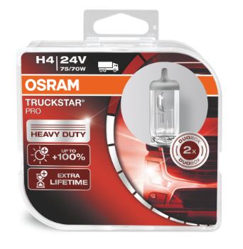 [LU] Bombillo H4 24V 85/80W P43 100% mas Luz Truckstar Pro Kit x 2 64196TSP-02CD marca Osram