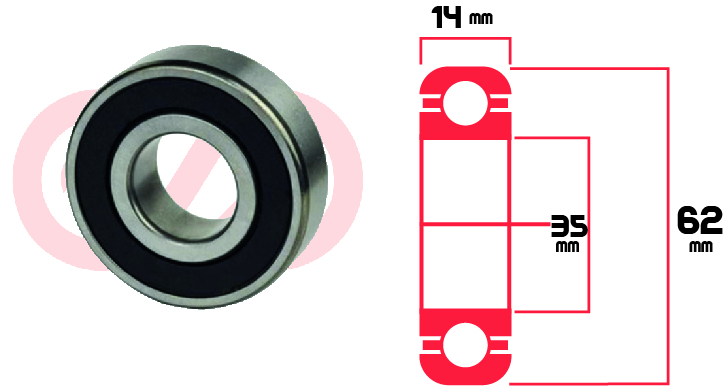 [LU] Rodamiento 6007 2RS Alternador Nissan Caja Tractor Universal RYT-6007-2RS marca Loyta