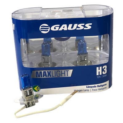 [GAUS-GL58] [MO] BOMBILLO HALOGENO H3 PK22S 12V 100W FARO MAXLIGHT 110% MAS LUZ 5000K PREMIUM DUOPACK BLISTER 62201CBA GAUSS GL58 CODIGO 28020