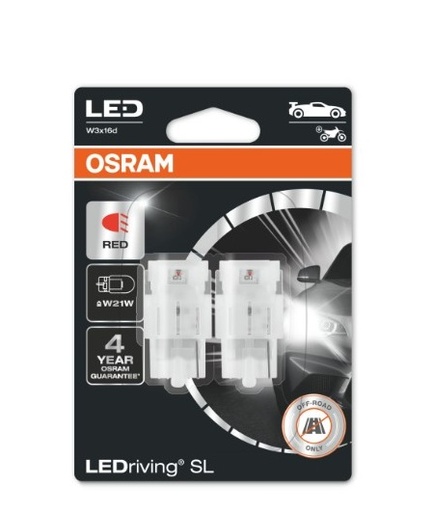 [OSRA-7505DRP-02B] [LU] Bombillo Led W21W T20-1 2.7W 12V Rojo 7505DRP-02B marca Osram